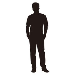 Standing businessman silhouette vector icon illustration