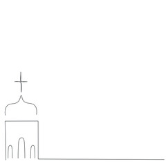 Church sketch line drawing vector illustration
