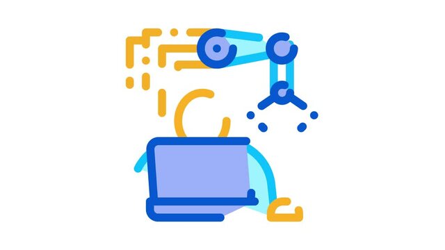 Programming Robot Icon Animation. color Programming Robot animated icon on white background