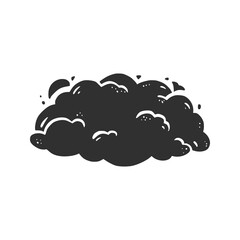 Hand drawn explosion cloud, splash smoke element. Comic doodle sketch style. Splash cloud icon. Isolated vector illustration