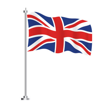 United Kingdom Flag. Isolated Wave Flag of United Kingdom Country.