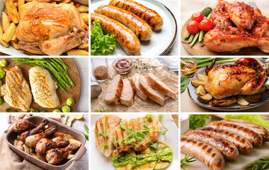 Set of tasty chicken dishes