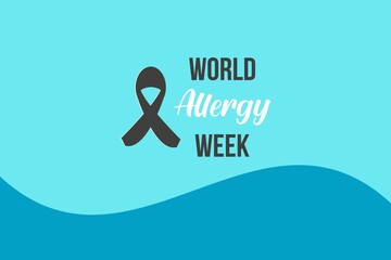 World Allergy Week typography.  Awareness ribbon for Allergy awareness week. 
