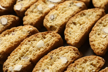 Traditional Italian almond biscuits (Cantucci), closeup view