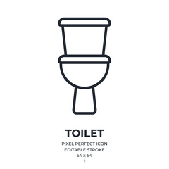 Toilet editable stroke outline icon isolated on white background flat vector illustration. Pixel perfect. 64 x 64.