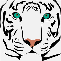 
Tiger white line face green eyes