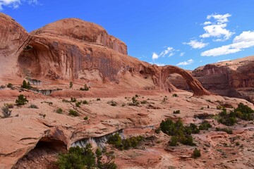 Fototapeta premium bowtie arch and corona arch on a sunny day in a side canyon of the colorado river, near moab, utah