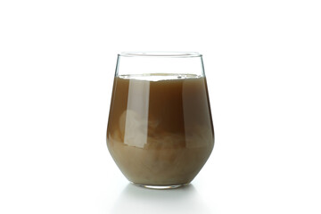 Glass of ice coffee isolated on white background