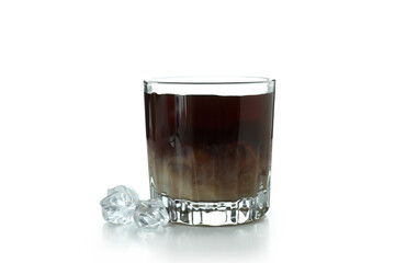 Glass of ice coffee isolated on white background