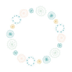 水色系フラワーフレーム