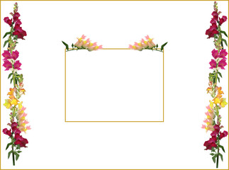 simple frame decorated by yellow and red flowers