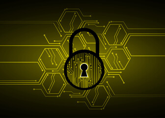 Closed Padlock on digital background, cyber security