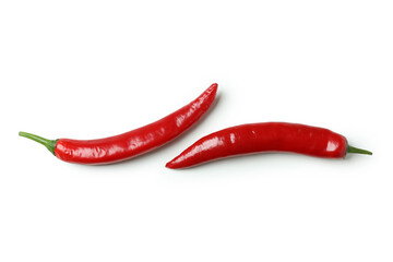 Red hot chili peppers isolated on white background