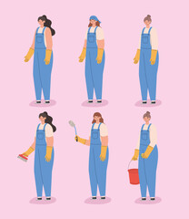 Fototapeta premium cleaning women design