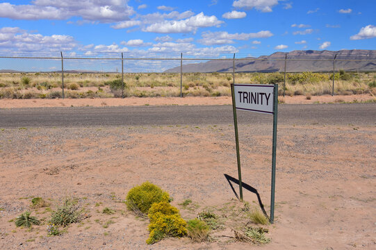  entrance to  the trinity site, at the white sands missile range,  new mexico, where the world's first nuclear bomb was exploded