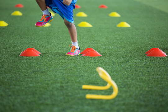 Children jump skill in Soccer academy