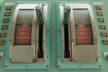 Speed control device on board the ship. Ship speed control telegraph. © Сергей Жмурчак