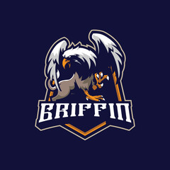 Griffin mascot logo design vector with modern illustration concept style for badge, emblem and t shirt printing. Angry griffin illustration for sport and esport team.