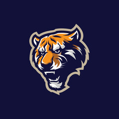 Tiger mascot logo design vector with modern illustration concept style for badge, emblem and t shirt printing. Tiger head illustration.
