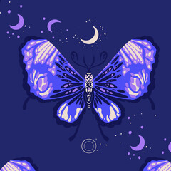 Vector seamless pattern with decorative butterflies