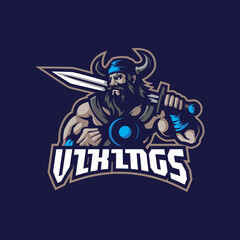 Viking mascot logo design vector with modern illustration concept style for badge; emblem and t shirt printing. Viking illustration for sport team.