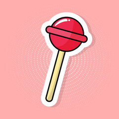 Lollipop Chupa-Chups sticker in trendy pop art style. Vector illustration.