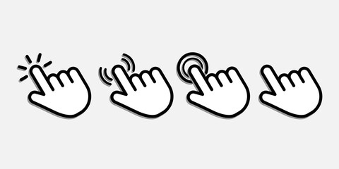 Obraz premium mouse click cursor icon in black solid color and line work-vector illustration for infographic, websites-arrow and finger -3D illustration