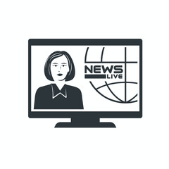 television illustration of live news, vector art.