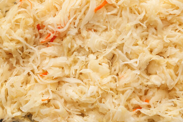 Tasty sauerkraut as background, closeup - obrazy, fototapety, plakaty
