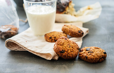 Traditional gourmet oatmeal cookies on table