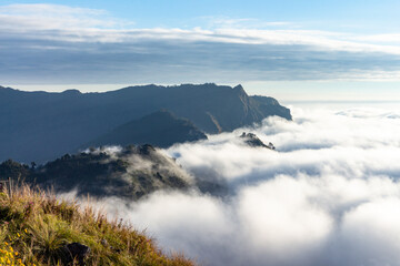 Mountains landscape with fog
