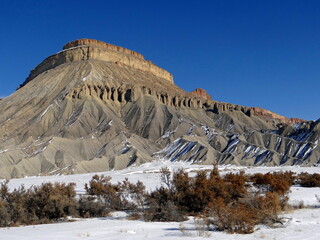  striking mount garfield on a sunny winter day  near grand junction on the western slope of ...