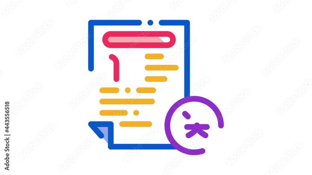 Poster text file for translation icon animation. color document with text for translate other language anim