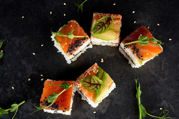 Oshi sushi sake  - obrazy, fototapety, plakaty