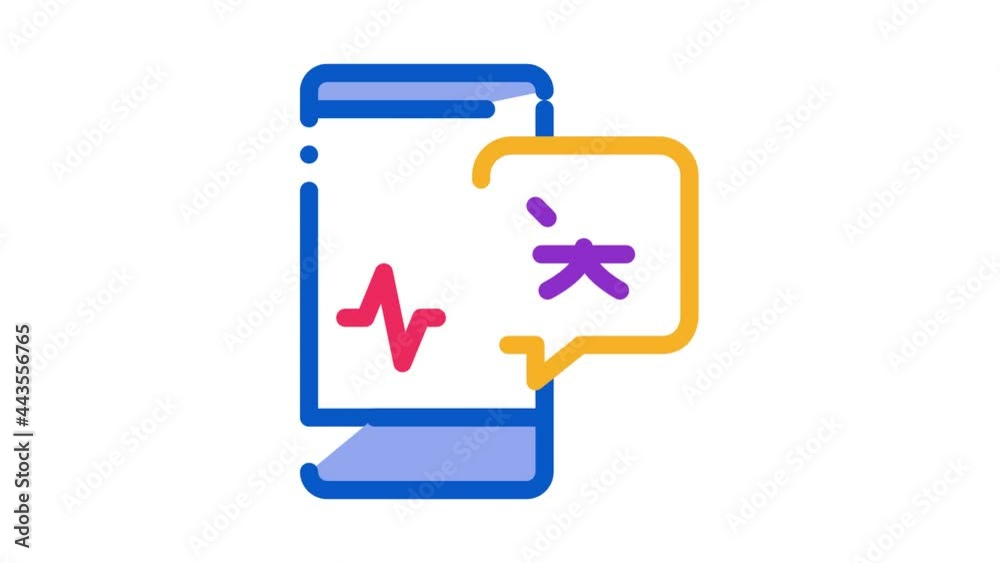 Poster voice wave on phone screen icon animation. color smartphone interpreter sound application for study 