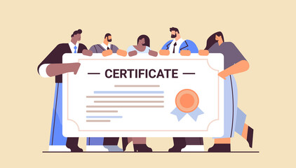 graduated students holding certificate happy graduates celebrating academic diploma degree university education