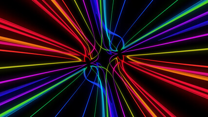 organic smooth and colorful and silky glowing light lines in abstract form and black background