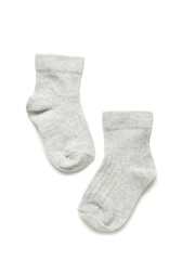 Baby socks on white background
