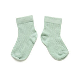 Baby socks on white background
