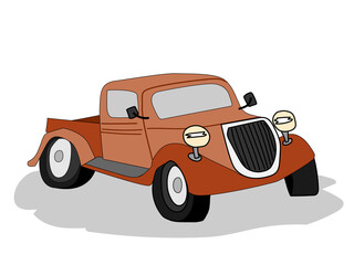 Vintage car as an element of an icon, logo on a white background.