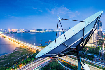 The signal tower is on the roof 