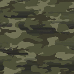 Camouflage seamless pattern modern. Abstract camo from spots and lines. Military texture. Endless ornament for fabric and clothing. Vector illustration