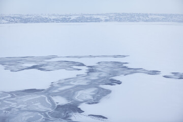 Naklejka na ściany i meble Polar scenery . Winter landscape with frozen lake