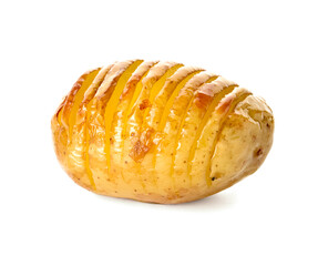 Baked potato on white background