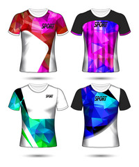  t-shirt templates abstract geometric collection of different colors polygonal mosaic