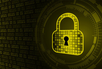 Closed Padlock on digital background, cyber security