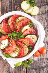 tian- zucchini,  tomato and herbs