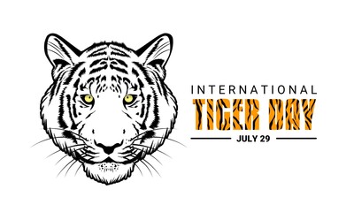 Vector Illustration, International Tiger Day is observed every July 29, against a dark background, an annual celebration to raise awareness of tiger conservation.