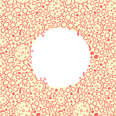 Background, frame, border from molecules, cells of virus, bacteria. Pandemic, epidemic covid-19. Concept of quarantine coronavirus, vaccination. Vector hand drawn outline doodle isolated