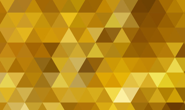 Abstract golden mosaic background. Metal gold shiny texture. Abstract template background with gold triangle shapes. Luxury gold pattern background. Gold vector polygonal pattern. Vector illustration